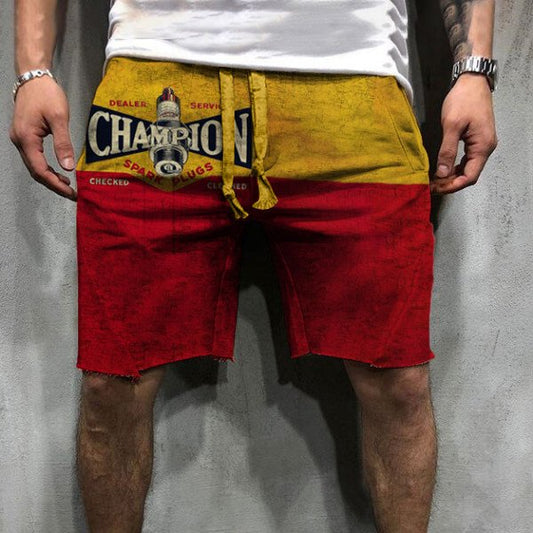 Retro Engine Oil Logo Print Shorts - DUVAL