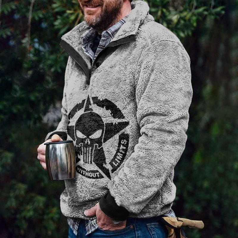 Vintage Retro Motorcycle Skull Print Pullover - DUVAL