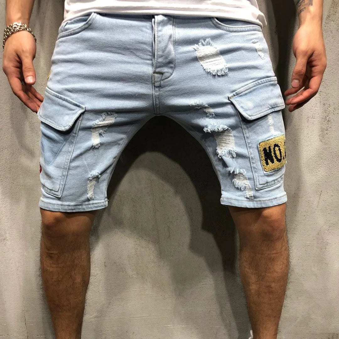 Men's Shorts Ripped Street Fashion Retro Jeans - DUVAL