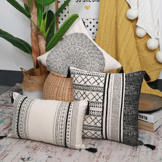 Jacquard pillowcase fringe modern simple geometry