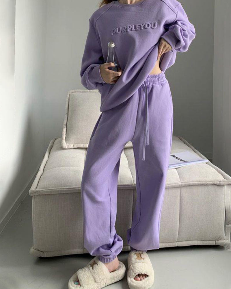 Purple Loose Casual Tracksuit