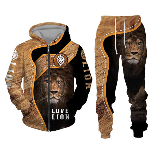 3D Tracksuit Sets Lion Print Edition Love