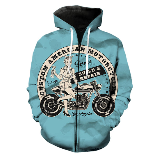 Garage Service Motorcycle Men's Zipper Hoodie