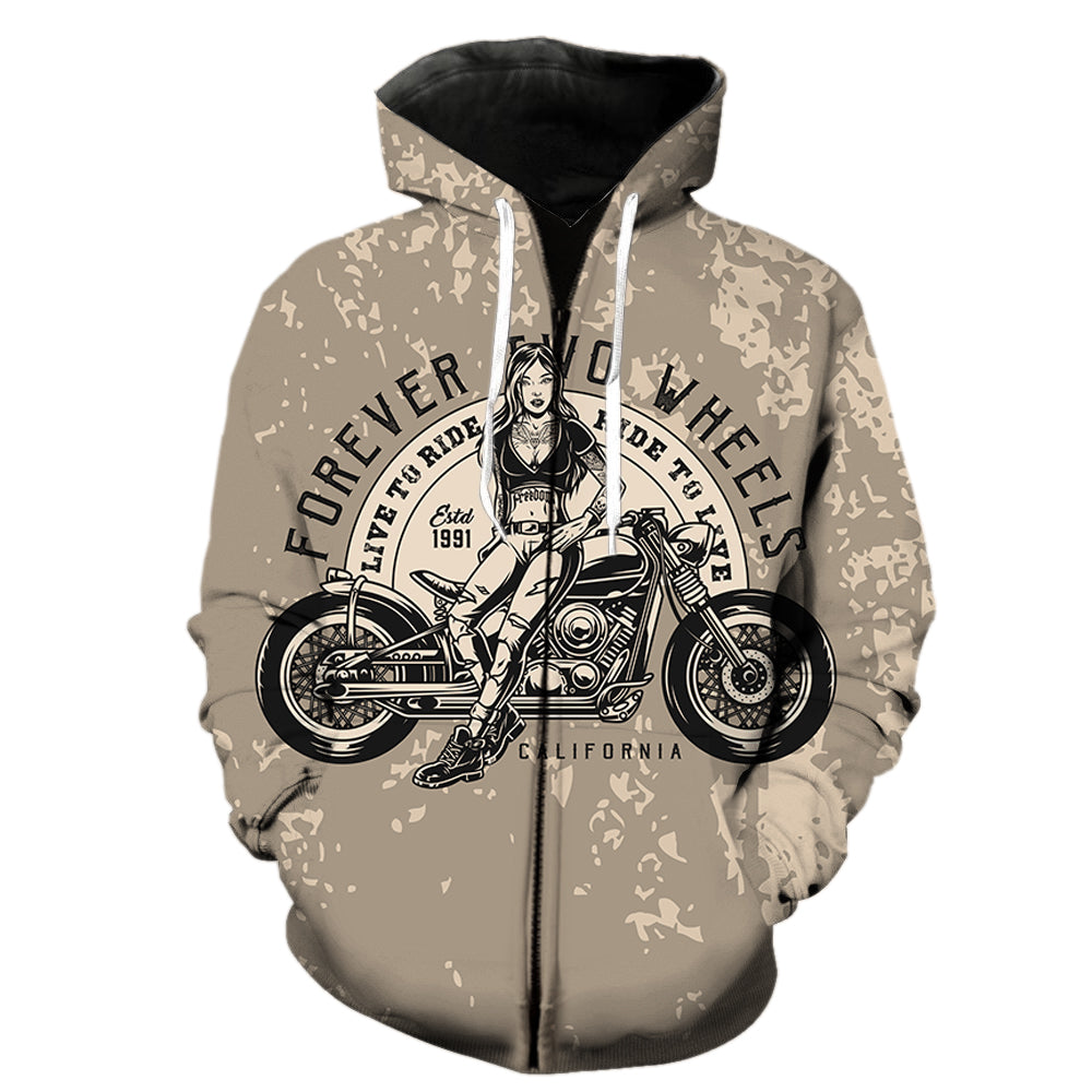 Live To Ride Motorcycle Men's Zipper Hoodie