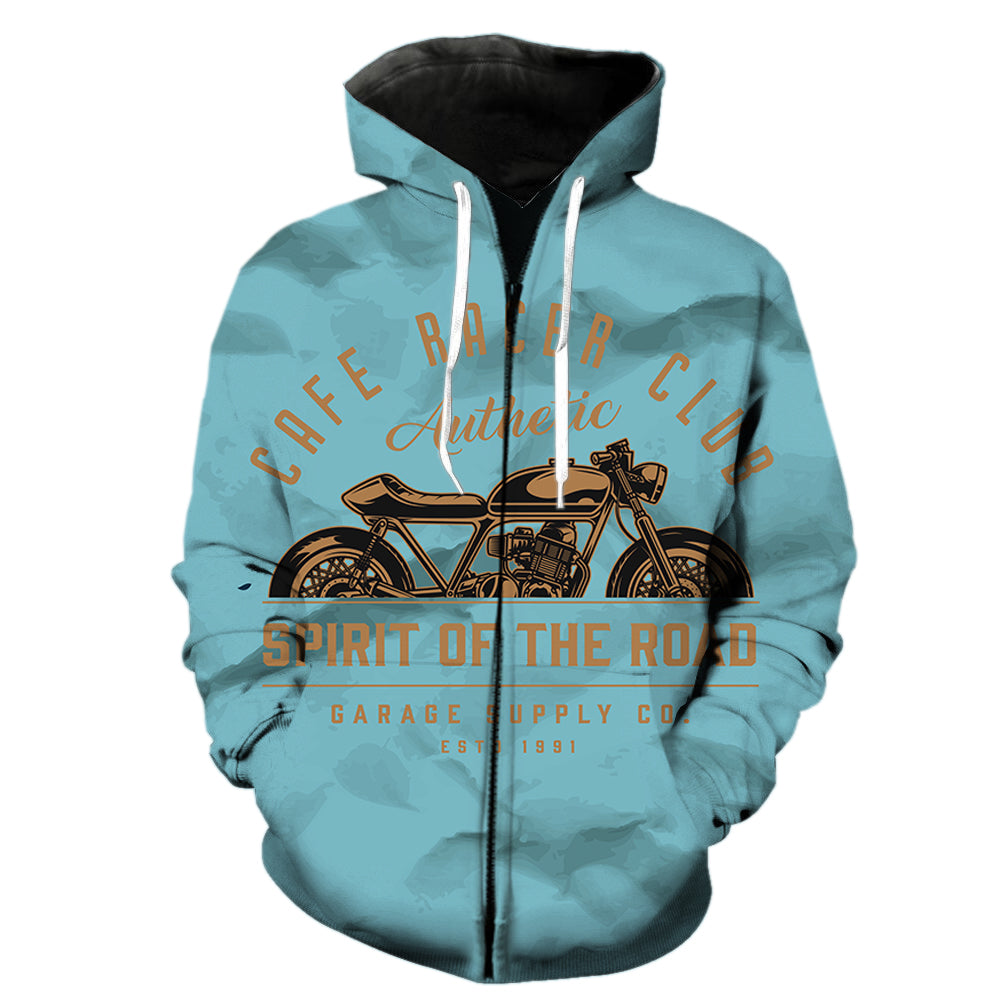 Cafe Racer Club Motorcycle Men's Zipper Hoodie