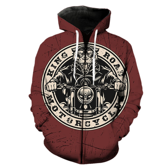 King Road Motorcycle Men's Zipper Hoodie