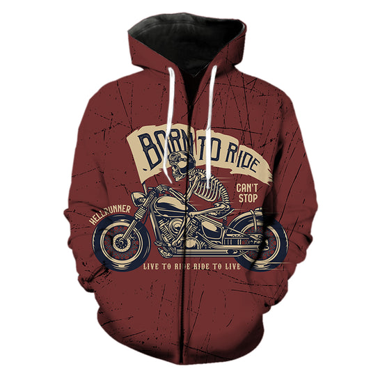 Born To Ride Ride Motorcycle Men's Zipper Hoodie