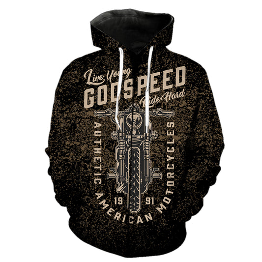 God Speed Motorcycle Men's Zipper Hoodie