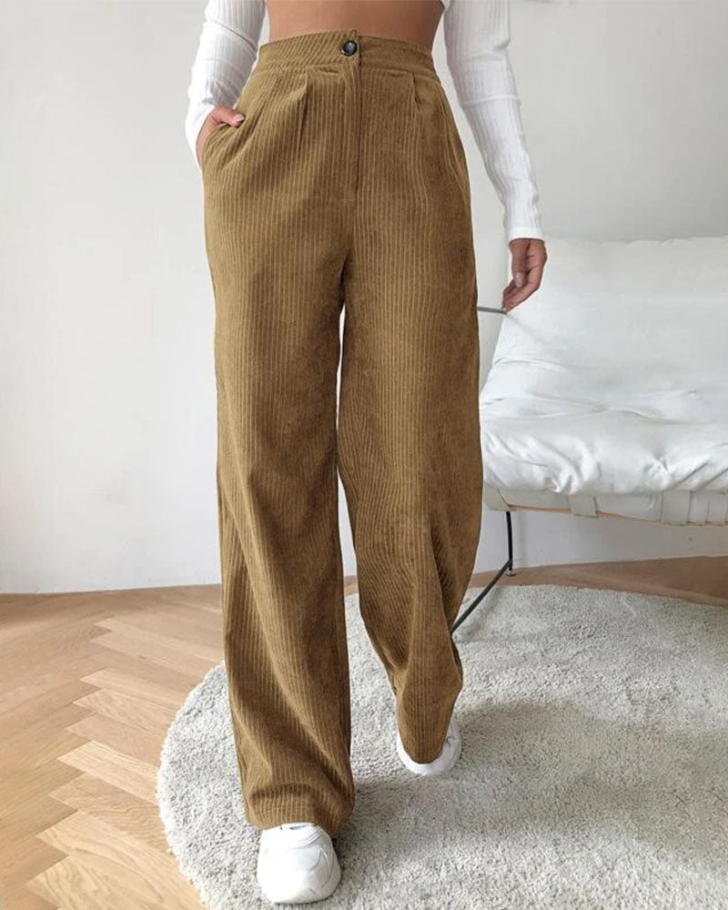 Corduroy Loose Straight-Leg Trousers