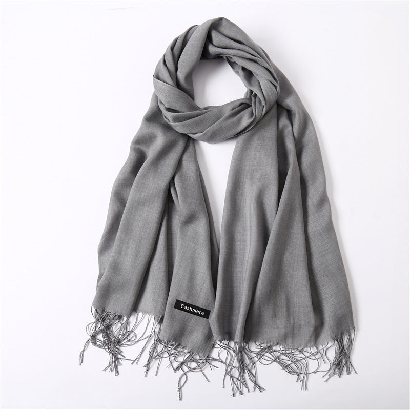 Classic Solid Color Cashmere Scarf