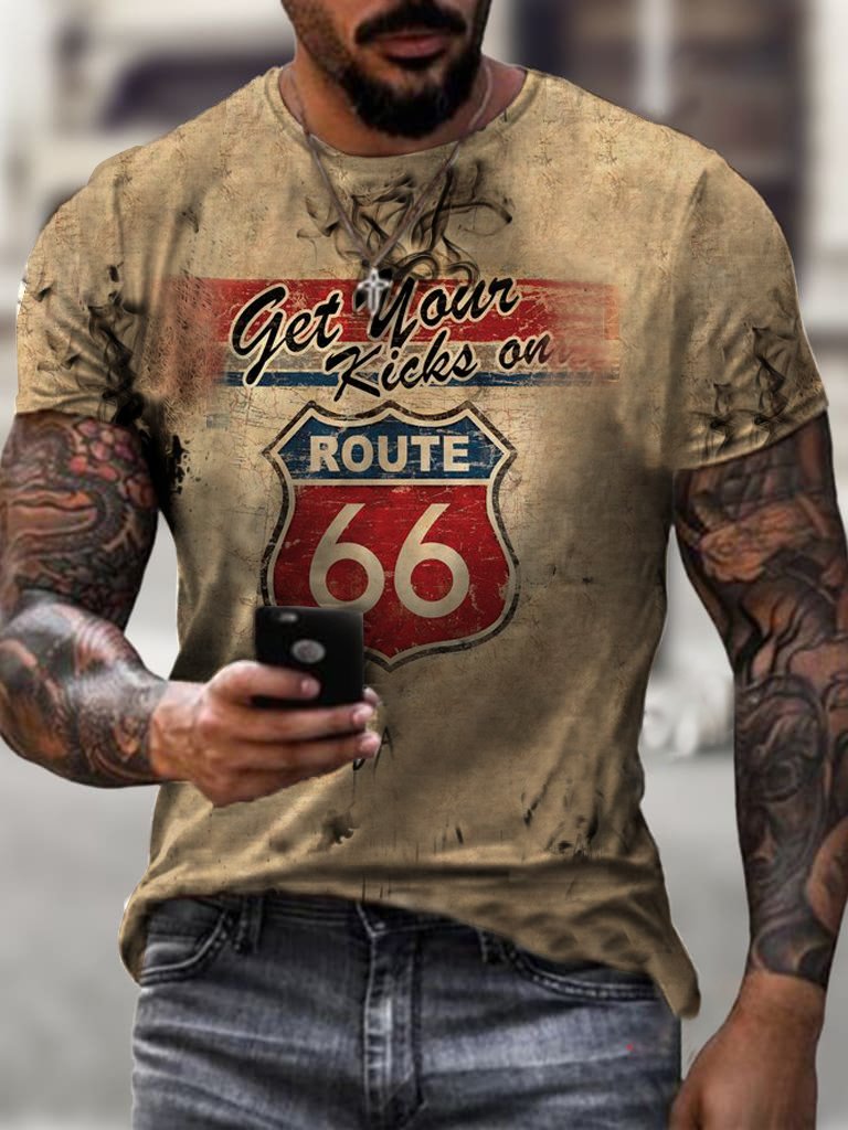 Motorcycle Print T-shirt Route 66 - DUVAL