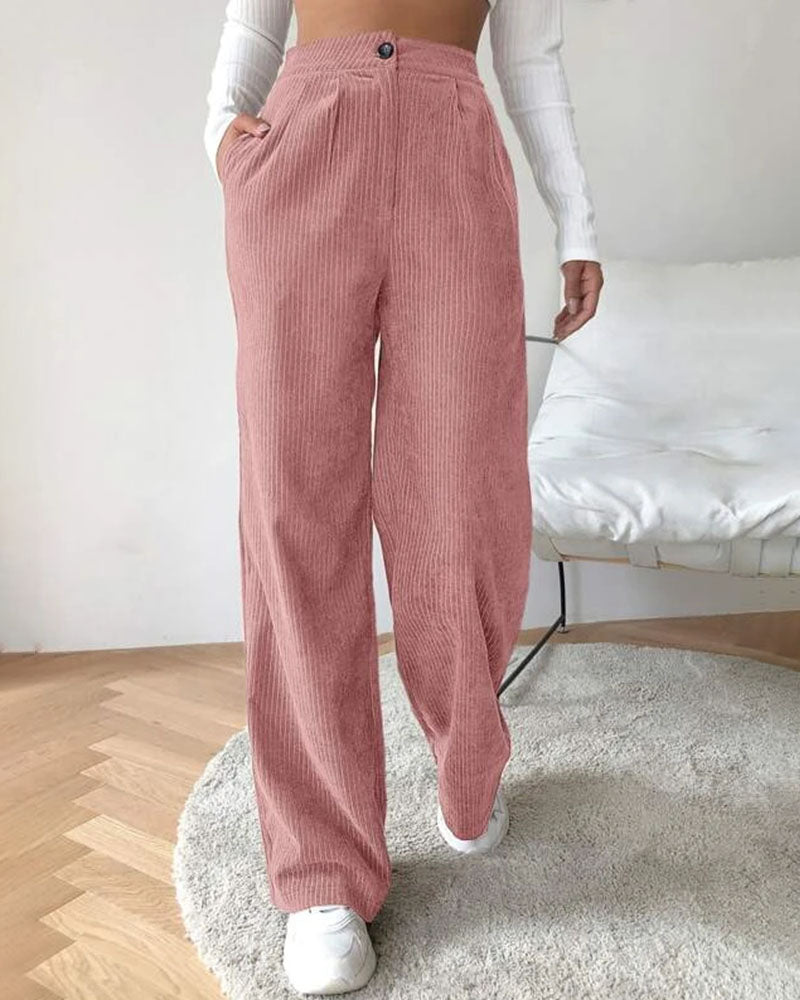 Corduroy Loose Straight-Leg Trousers