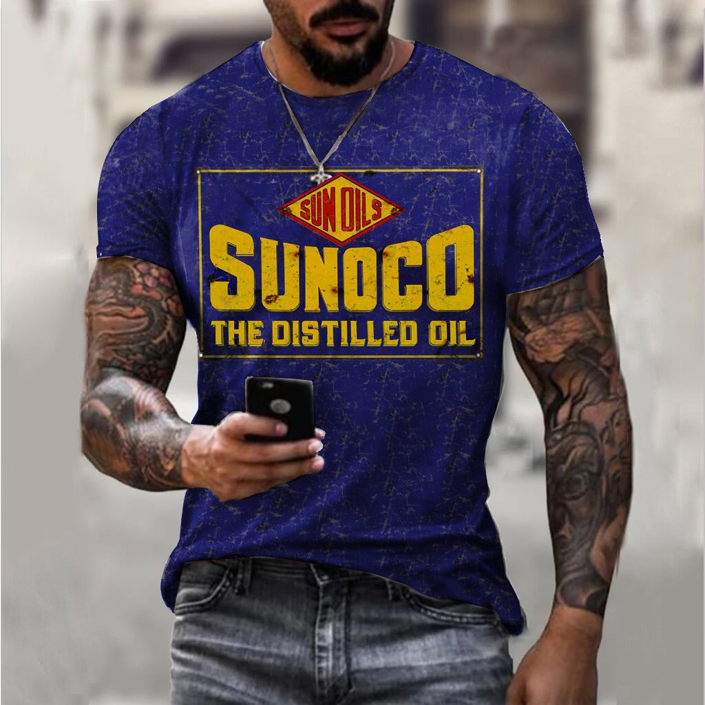 Retro Engine Oil Print T-Shirt - DUVAL