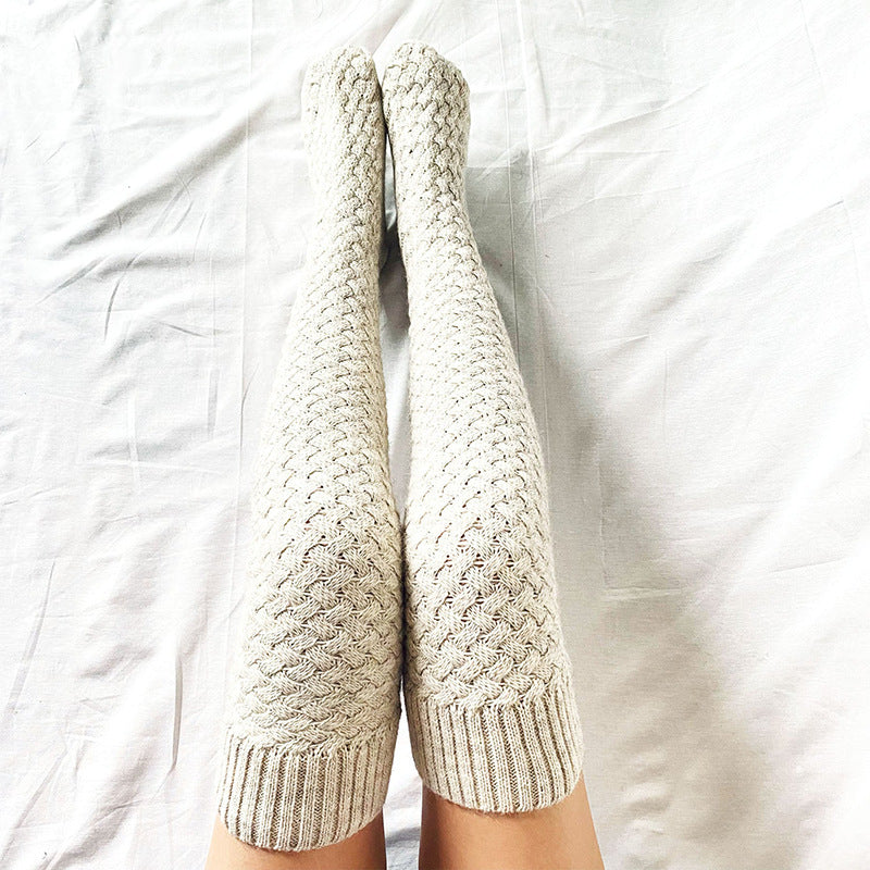 Pile socks over the knee knitted yarn high socks