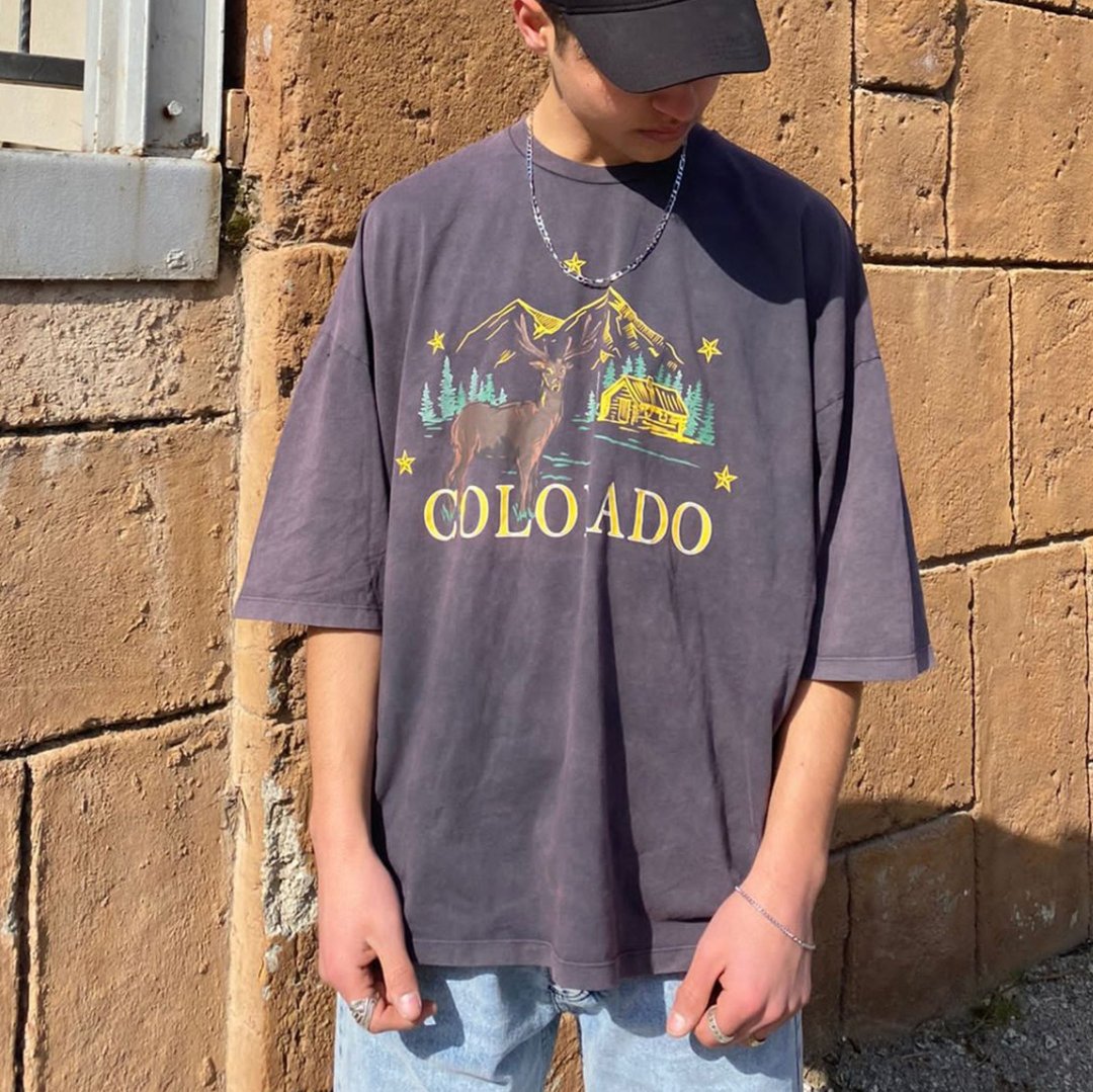 Retro Oversized Colorado Print T-Shirt - DUVAL