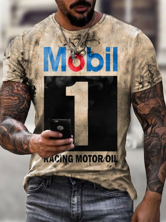 Men's Vintage Motor Oil Badge Printed T-shirt - DUVAL