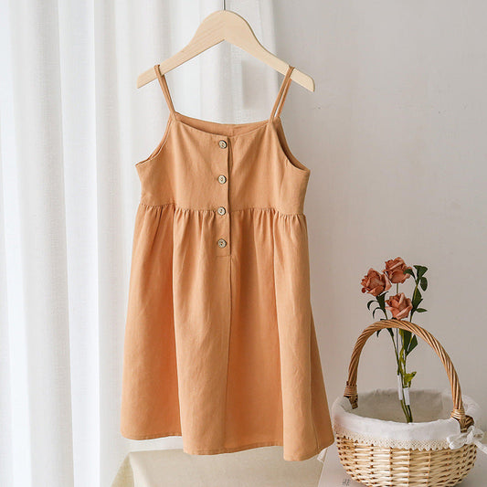 Linen Casual Resort Sling Princess Dress