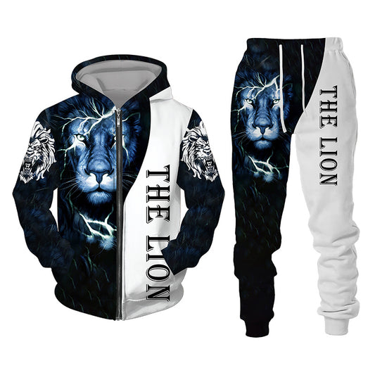 3D Tracksuit Sets Lion Print Edition White