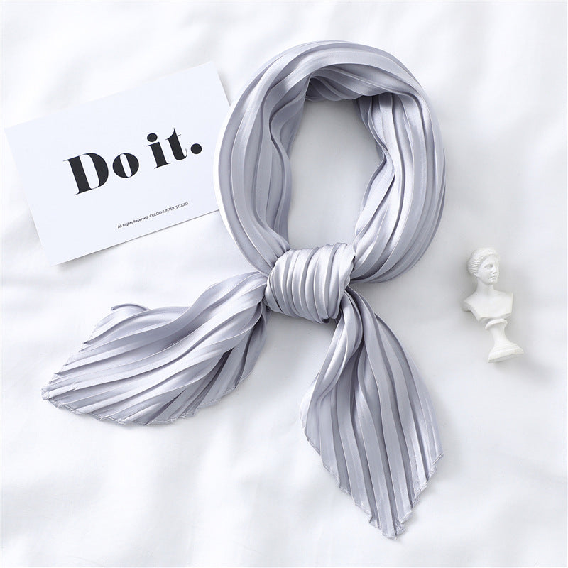 Solid Color Versatile Pleated Square Kerchief