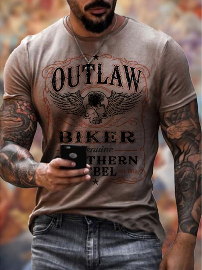 Vintage Men's Outlaw Biker Casual T-Shirt - DUVAL