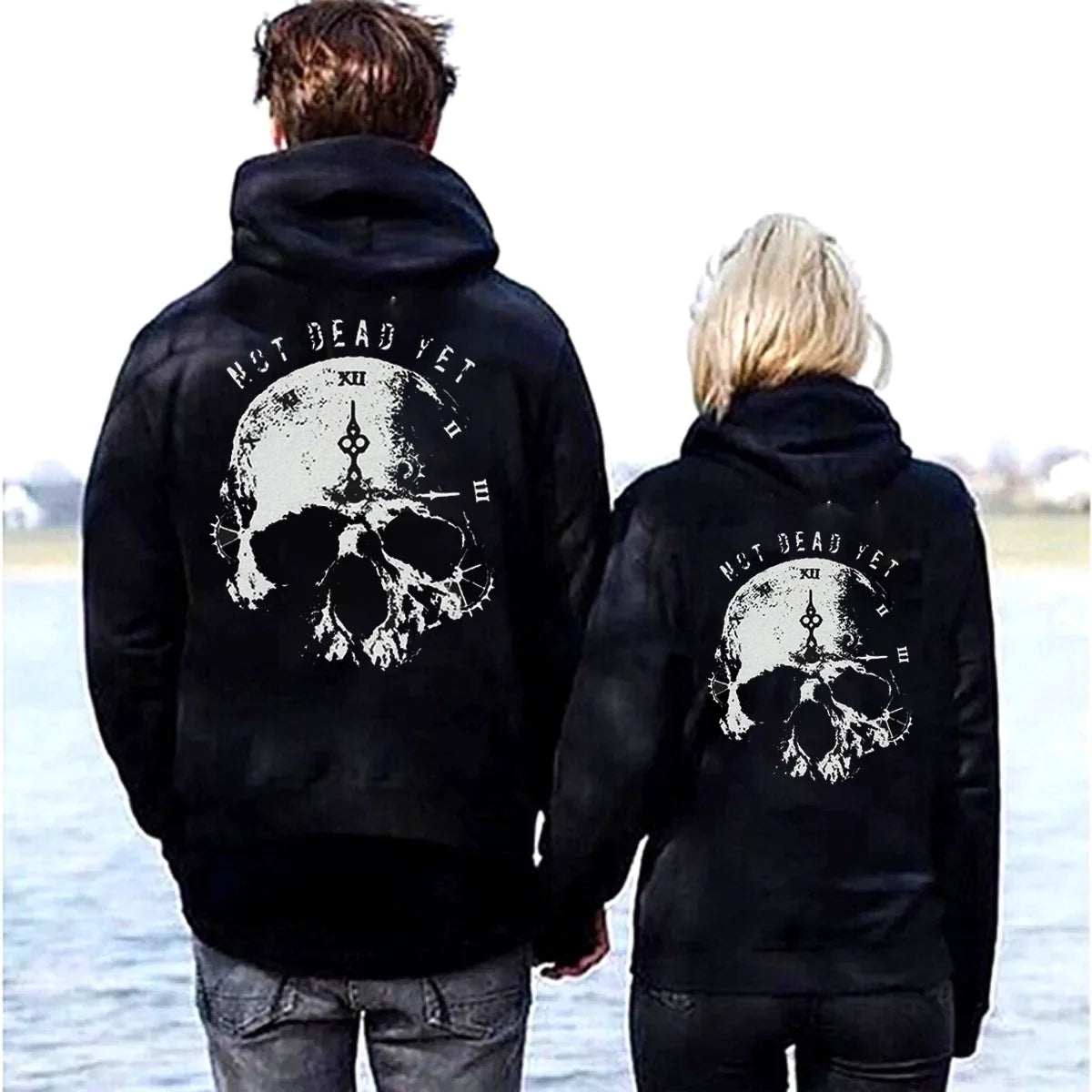 NOT DEAD YET Live Clock Casual Couple Models Hoodie