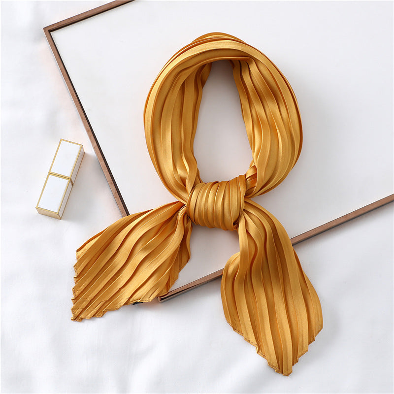 Solid Color Versatile Pleated Square Kerchief