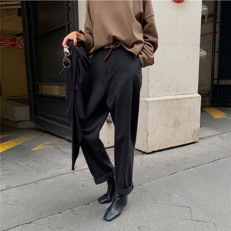 Versatile loose straight-leg commuter harem pants