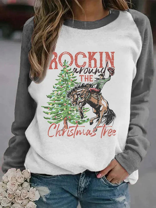 Rockin Around The Tree Print Sweatshirt