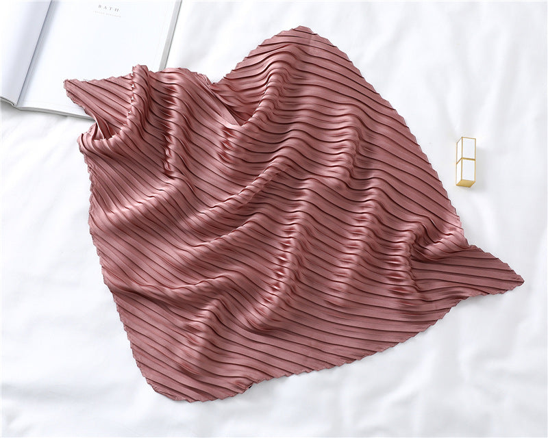 Solid Color Versatile Pleated Square Kerchief