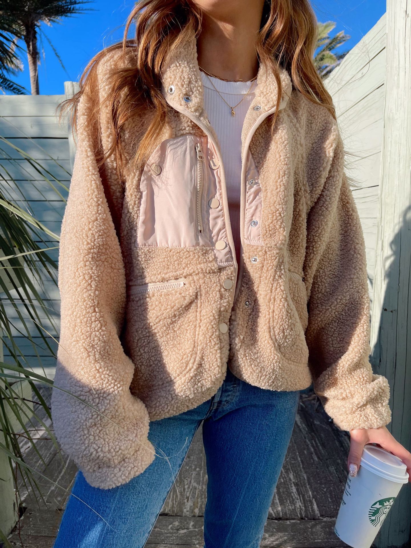 Cropped Cardigan Plush Sherpa Jacket