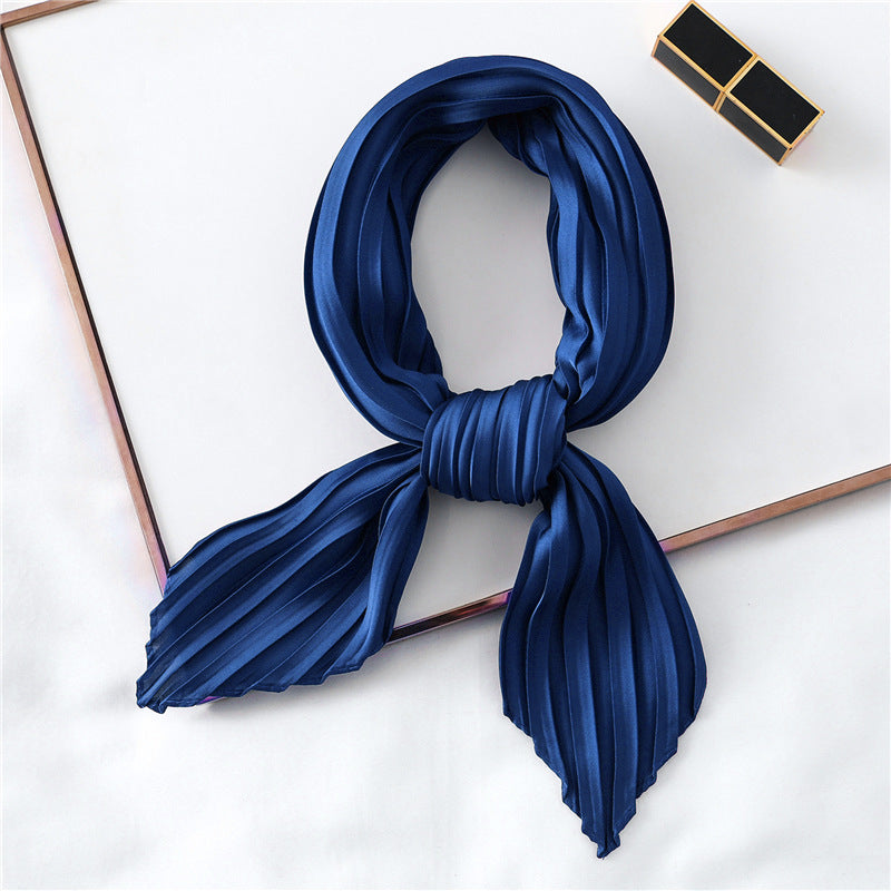 Solid Color Versatile Pleated Square Kerchief