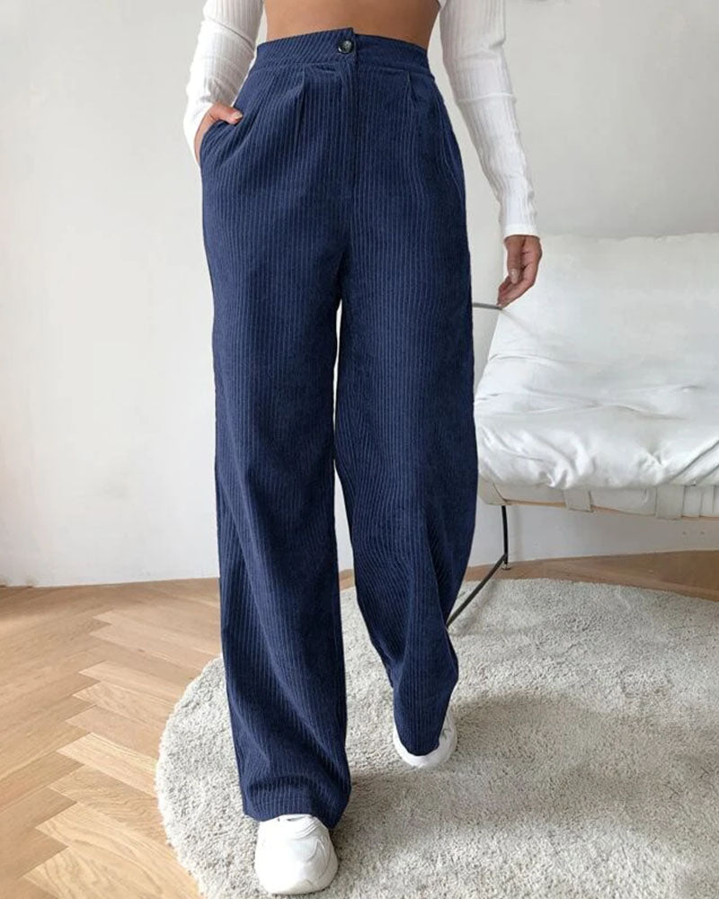 Corduroy Loose Straight-Leg Trousers