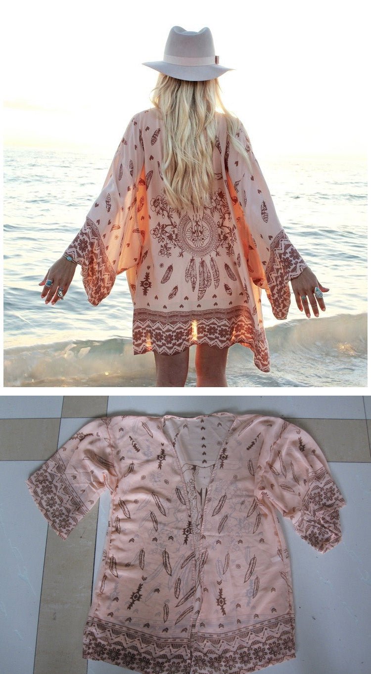 Boho Kimono Chiffon Cover Up - DUVAL