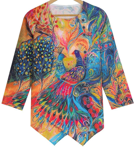 Peacock Art Dolman Top - DUVAL