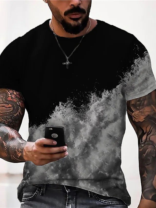 Men's T-Shirt 3D Print Short Sleeve Casual Tops - DUVAL