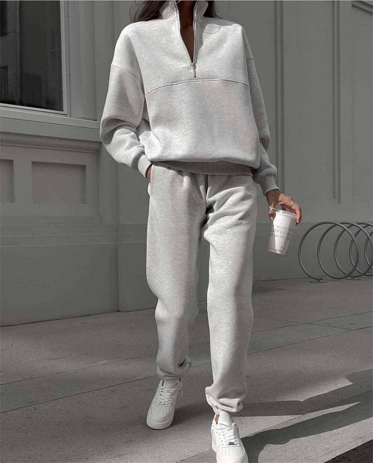 Zip Stand Collar Comfortable Loose Loungewear Tracksuit