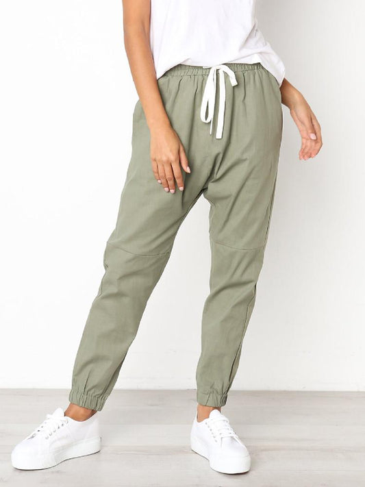 Drawstring Elastic Waist Pockets Jogger Pants