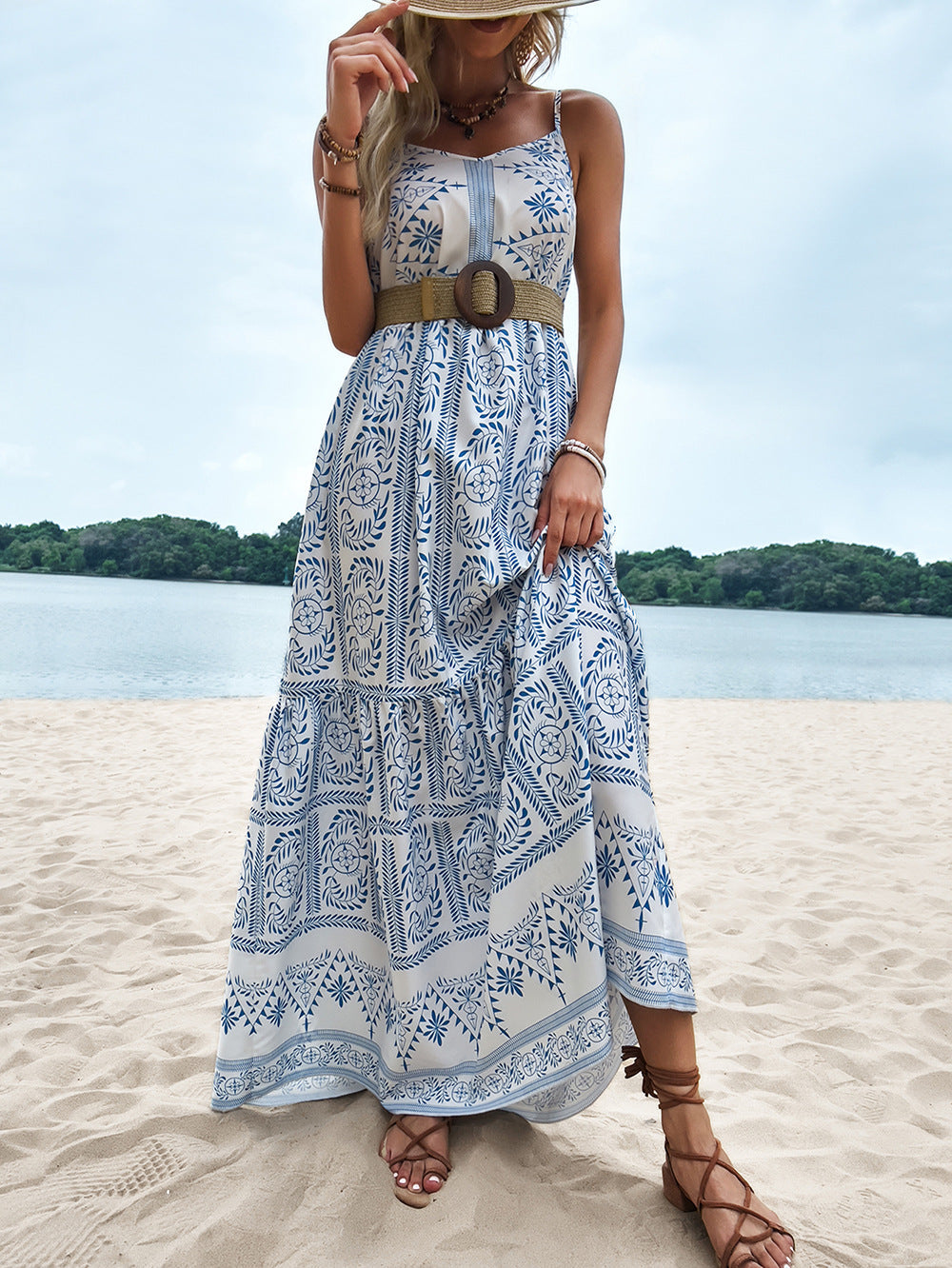 Blue Bohemian Slip Dress