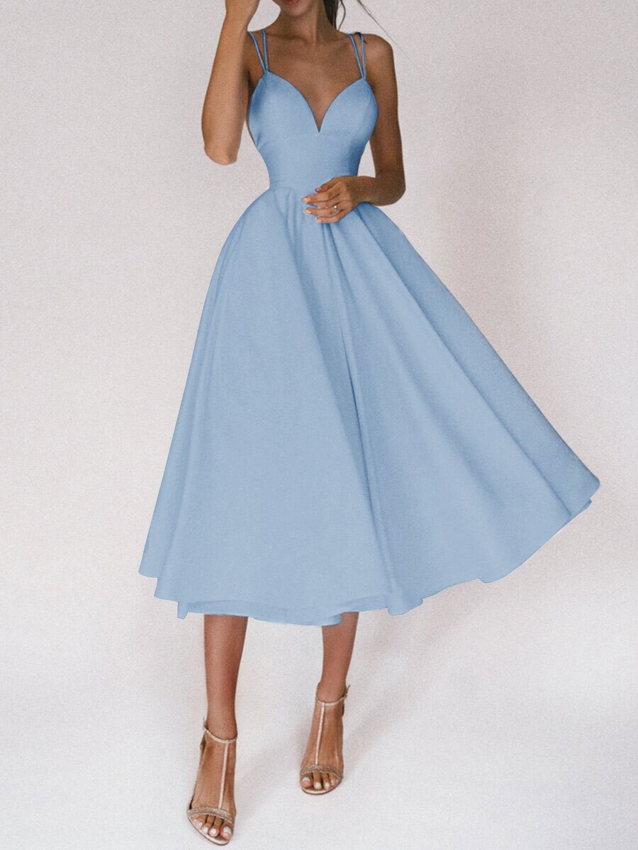 Elegant Strappy Swing Midi Dress