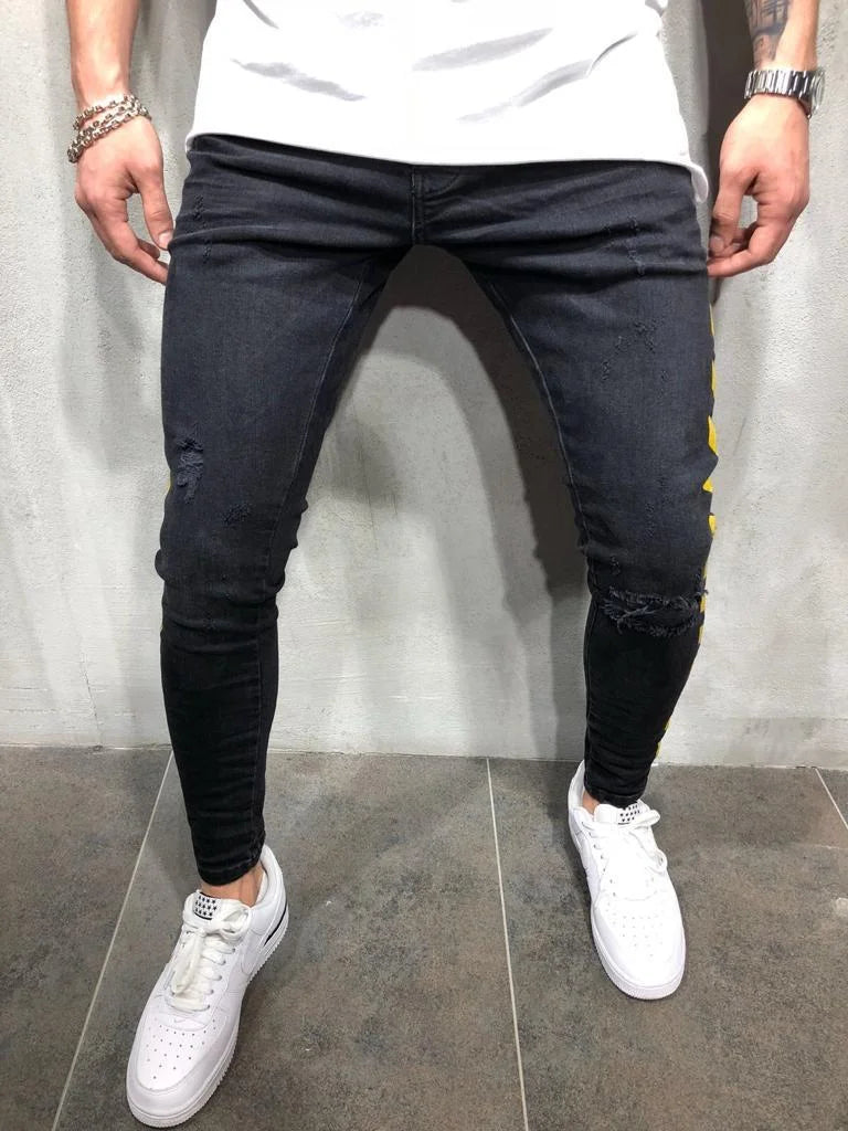 Men's Street Ripped Slim Denim Trousers - DUVAL