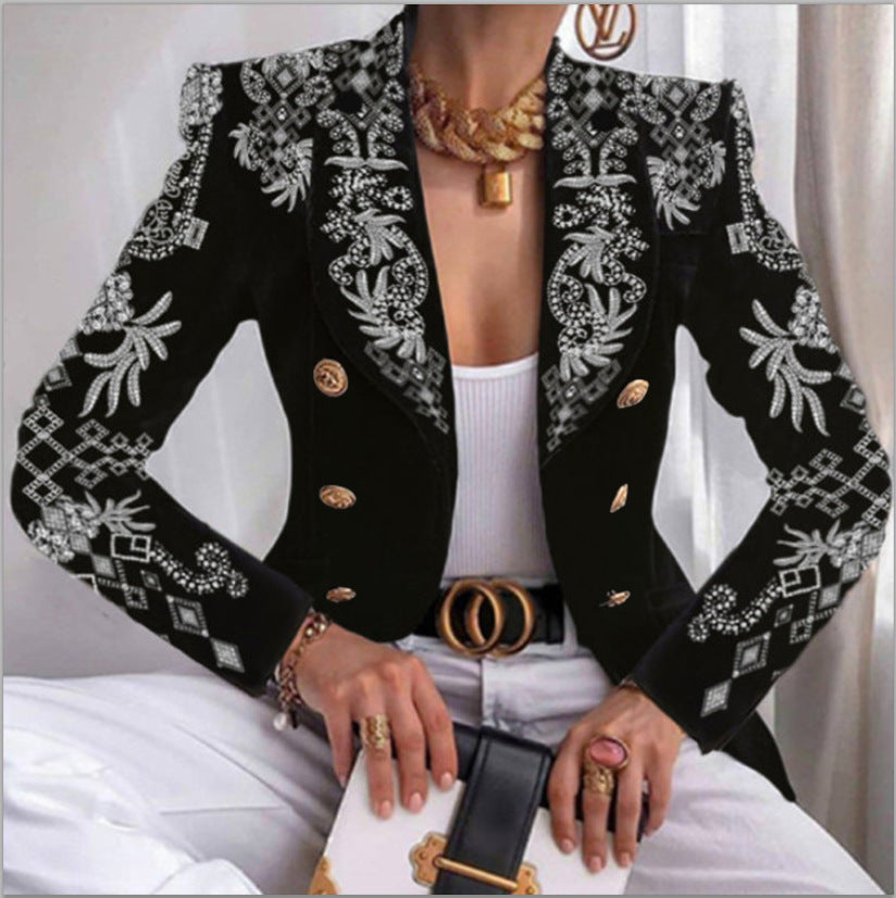 Autumn And Winter Print Slim Fashion Blazer