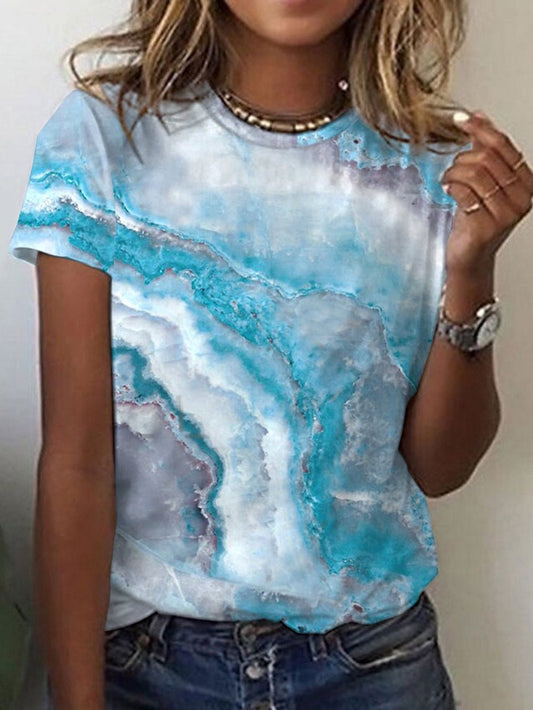 Ocean Dream Blue Marble Print Top - DUVAL