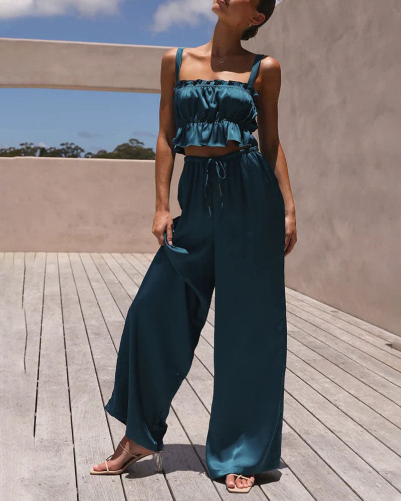 Summer fashion wide-leg two-piece set