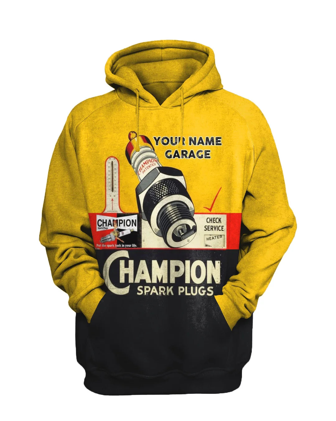 Retro Spark Plug Poster Print Sweatshirt Set - DUVAL