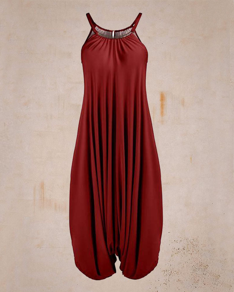 Summer High Waist Red Straight Wide Leg Pants Jumpsuit