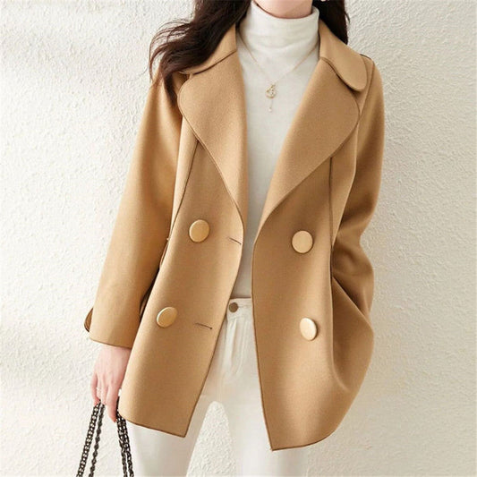 Double Breasted Solid Color Casual Coat