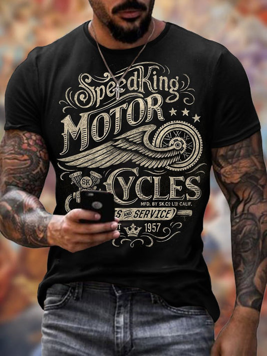 Men's Retro Motorcycle Riding Printed T-Shirt - DUVAL