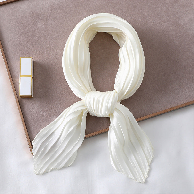 Solid Color Versatile Pleated Square Kerchief