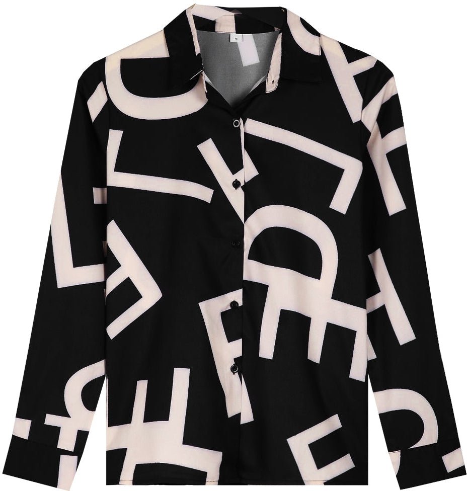 Trendy Long Sleeve Print Top - DUVAL