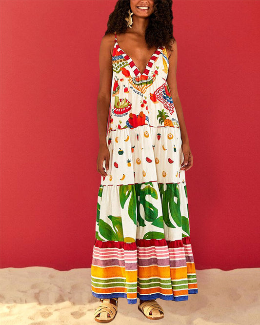 Colorful Fruit Sling Dress